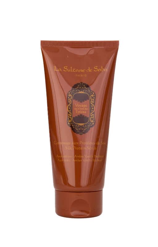 oriental ayurvedic <br> amber vanilla patchouli fragrance <br> silk protein scrub 200ml
